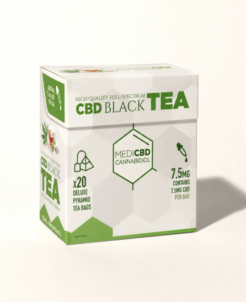 MediCBD čierny čaj s CBD – 20 pyramídových vrecúšok