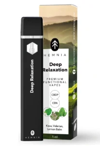 Hemnia Premium Functional CBDP and CBN Vape Pen Deep Relaxation - 5% CBDP, 90% CBN, kava, valeriána, medovka, 1 ml