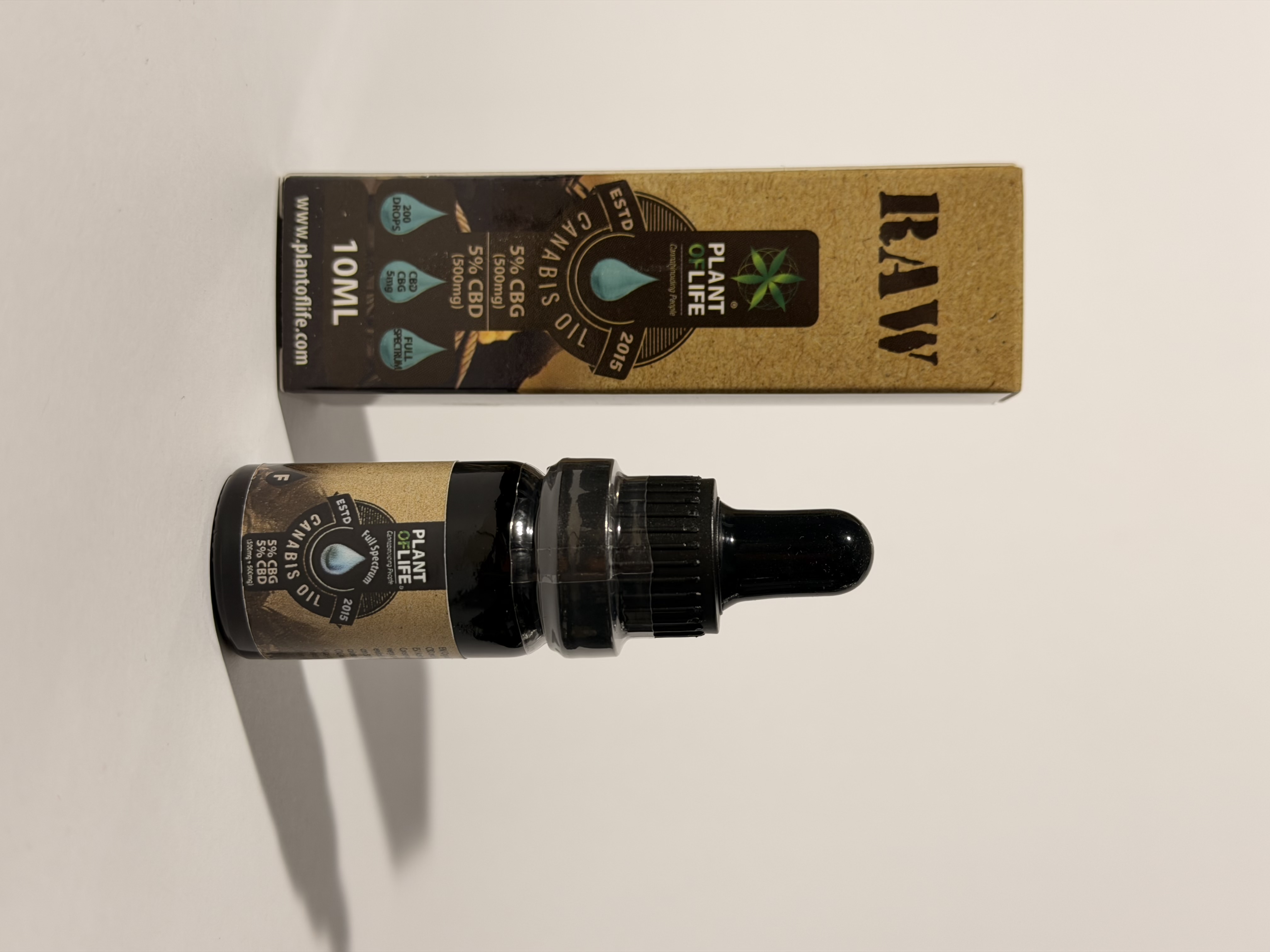 PLANT OF LIFE RAW CBD + CBG Cannabis Oil 5% + 5% Full Spectrum – 10 ml