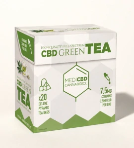MediCBD zelený čaj s CBD – 20 pyramídových vrecúšok